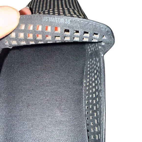 Via Spiga Womens Rina Mule Size 8 Black Leather Perforated Flat Sporty Shoe Slip - Picture 5 of 7